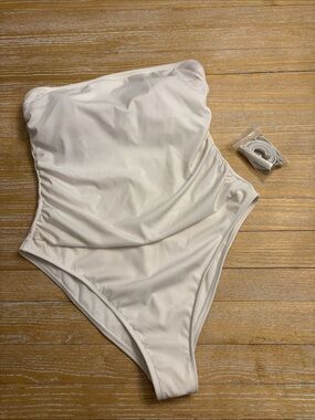 Shade & Shore White Strapless One-Piece Swimsuit, XL